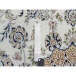 7'x7' Pearl White, Nain with Flower Medallion Design, Hand Knotted, Wool and Silk, 250 KPSI, Round, Oriental Rug Sh91040 - Image 4