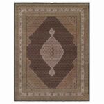 11'8"x15'2" Rich Black, Hand Knotted, Tabriz Mahi with Fish Medallion Design, 175 KPSI, Organic Wool, Oversized, Oriental Rug Sh91056