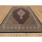11'8"x15'2" Rich Black, Hand Knotted, Tabriz Mahi with Fish Medallion Design, 175 KPSI, Organic Wool, Oversized, Oriental Rug Sh91056 - Image 2