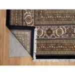 11'8"x15'2" Rich Black, Hand Knotted, Tabriz Mahi with Fish Medallion Design, 175 KPSI, Organic Wool, Oversized, Oriental Rug Sh91056 - Image 4