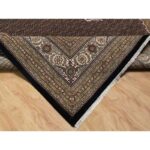11'8"x15'2" Rich Black, Hand Knotted, Tabriz Mahi with Fish Medallion Design, 175 KPSI, Organic Wool, Oversized, Oriental Rug Sh91056 - Image 6