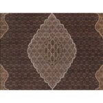 11'8"x15'2" Rich Black, Hand Knotted, Tabriz Mahi with Fish Medallion Design, 175 KPSI, Organic Wool, Oversized, Oriental Rug Sh91056 - Image 8