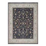 8'10"x12'2" Graphite Blue, Nain with All Over Flower Design, Wool and Silk, 250 KPSI, Hand Knotted, Oriental Rug Sh91061
