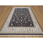 8'10"x12'2" Graphite Blue, Nain with All Over Flower Design, Wool and Silk, 250 KPSI, Hand Knotted, Oriental Rug Sh91061 - Image 2