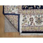 8'10"x12'2" Graphite Blue, Nain with All Over Flower Design, Wool and Silk, 250 KPSI, Hand Knotted, Oriental Rug Sh91061 - Image 4