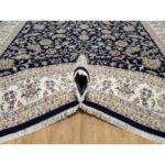 8'10"x12'2" Graphite Blue, Nain with All Over Flower Design, Wool and Silk, 250 KPSI, Hand Knotted, Oriental Rug Sh91061 - Image 5