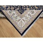 8'10"x12'2" Graphite Blue, Nain with All Over Flower Design, Wool and Silk, 250 KPSI, Hand Knotted, Oriental Rug Sh91061 - Image 6