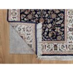 2'6"x13'3" Midnight Blue, Nain with All Over Flower Design, Wool and Silk, 250 KPSI, Hand Knotted, Runner, Oriental Rug Sh91076 - Image 3
