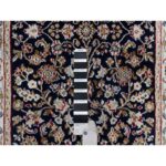 2'6"x13'3" Midnight Blue, Nain with All Over Flower Design, Wool and Silk, 250 KPSI, Hand Knotted, Runner, Oriental Rug Sh91076 - Image 4
