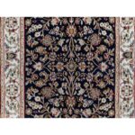 2'6"x13'3" Midnight Blue, Nain with All Over Flower Design, Wool and Silk, 250 KPSI, Hand Knotted, Runner, Oriental Rug Sh91076 - Image 5