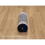 2'6"x13'3" Midnight Blue, Nain with All Over Flower Design, Wool and Silk, 250 KPSI, Hand Knotted, Runner, Oriental Rug Sh91076 - Image 6