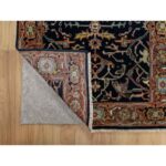 2'7"x10'2" Prussian Blue, Denser Weave, Hand Knotted, Antiqued Fine Heriz Re-Creation, Soft and Velvety Wool, Runner Oriental Rug Sh91089 - Image 3