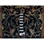 2'7"x10'2" Prussian Blue, Denser Weave, Hand Knotted, Antiqued Fine Heriz Re-Creation, Soft and Velvety Wool, Runner Oriental Rug Sh91089 - Image 4