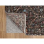 2'x3' Falcon Brown, Hand Knotted, Persian Scrolls Leaf and Flower Design, Striae Pattern, Textured Wool and Silk, Mat, Oriental Rug Sh91151 - Image 3