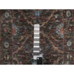 2'x3' Falcon Brown, Hand Knotted, Persian Scrolls Leaf and Flower Design, Striae Pattern, Textured Wool and Silk, Mat, Oriental Rug Sh91151 - Image 4