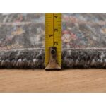 2'x3' Falcon Brown, Hand Knotted, Persian Scrolls Leaf and Flower Design, Striae Pattern, Textured Wool and Silk, Mat, Oriental Rug Sh91151 - Image 7