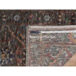2'x3' Falcon Brown, Hand Knotted, Persian Scrolls Leaf and Flower Design, Striae Pattern, Textured Wool and Silk, Mat, Oriental Rug Sh91151 - Image 8