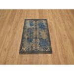 2'x3' Cafe Au Lait Brown, Wool and Silk, Broken and Erased Persian Sarouk Design, Hand Knotted, Mat, Oriental Rug Sh91155 - Image 2