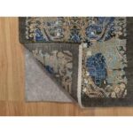 2'x3' Cafe Au Lait Brown, Wool and Silk, Broken and Erased Persian Sarouk Design, Hand Knotted, Mat, Oriental Rug Sh91155 - Image 3