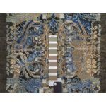 2'x3' Cafe Au Lait Brown, Wool and Silk, Broken and Erased Persian Sarouk Design, Hand Knotted, Mat, Oriental Rug Sh91155 - Image 4