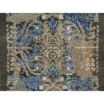 2'x3' Cafe Au Lait Brown, Wool and Silk, Broken and Erased Persian Sarouk Design, Hand Knotted, Mat, Oriental Rug Sh91155 - Image 5
