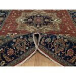 8'x10' Brick Red, Denser Weave, Heriz Revival with Medallion Design, Hand Spun New Zealand Wool, Hand Knotted, Oriental Rug Sh91217 - Image 5
