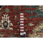 8'x10' Brick Red, Denser Weave, Heriz Revival with Medallion Design, Hand Spun New Zealand Wool, Hand Knotted, Oriental Rug Sh91217 - Image 7