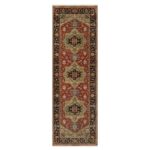 2'6"x7'9" Ruby Red, Hand Spun New Zealand Wool, Heriz Revival with Medallion Design, Densely Woven, Hand Knotted, Runner, Oriental Rug Sh91225