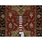 2'6"x7'9" Ruby Red, Hand Spun New Zealand Wool, Heriz Revival with Medallion Design, Densely Woven, Hand Knotted, Runner, Oriental Rug Sh91225 - Image 4