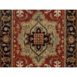 2'6"x7'9" Ruby Red, Hand Spun New Zealand Wool, Heriz Revival with Medallion Design, Densely Woven, Hand Knotted, Runner, Oriental Rug Sh91225 - Image 5