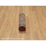2'6"x7'9" Ruby Red, Hand Spun New Zealand Wool, Heriz Revival with Medallion Design, Densely Woven, Hand Knotted, Runner, Oriental Rug Sh91225 - Image 6