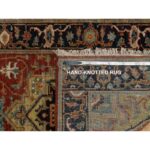 2'6"x7'9" Ruby Red, Hand Spun New Zealand Wool, Heriz Revival with Medallion Design, Densely Woven, Hand Knotted, Runner, Oriental Rug Sh91225 - Image 8