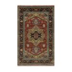 3'1"x5' Brick Red, Hand Knotted, Heriz Revival with Medallion Design, Densely Woven, Hand Spun New Zealand Wool, Oriental Rug Sh91235