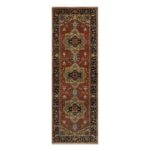 2'8"x8' Auburn Red, Hand Knotted, Densely Woven, Heriz Revival with Medallion Design, Hand Spun New Zealand Wool, Runner, Oriental Rug Sh91241