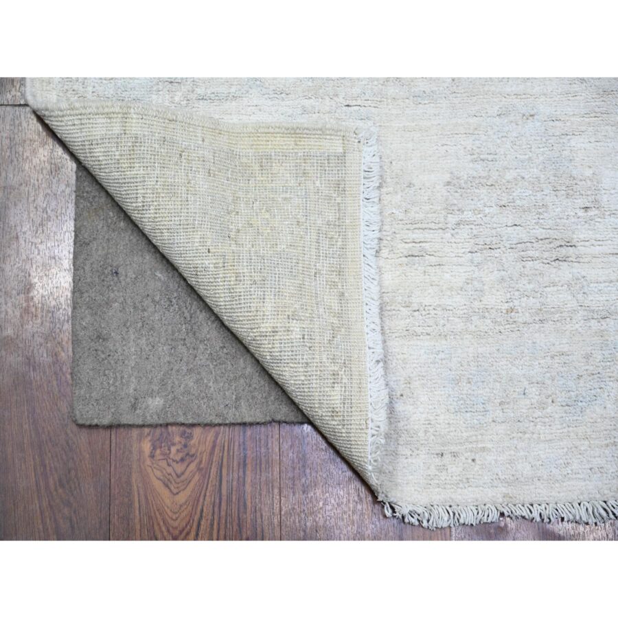 3'x4'10" Vivid White, Natural Wool, Washed Out Peshawar with Faded Design, Hand Knotted, Natural Dyes, Oriental Rug Sh74468 - Image 2