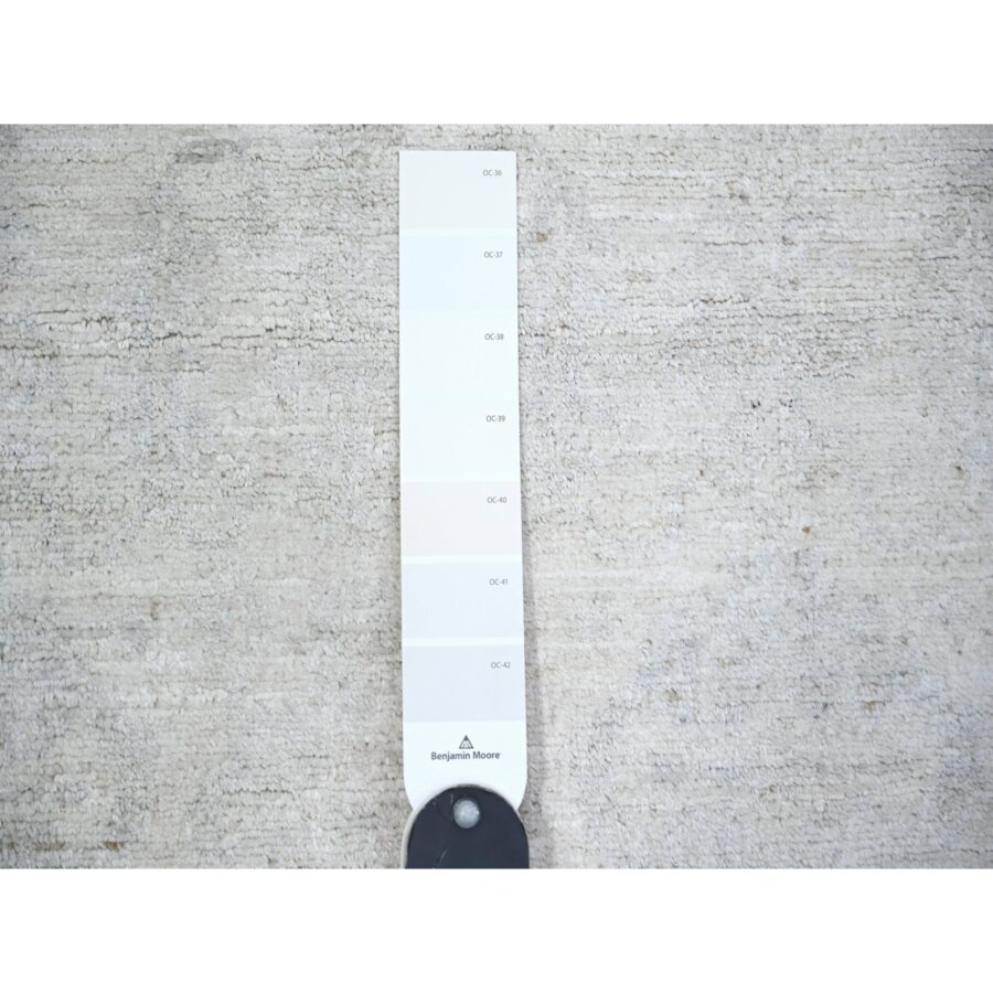 3'x4'10" Vivid White, Natural Wool, Washed Out Peshawar with Faded Design, Hand Knotted, Natural Dyes, Oriental Rug Sh74468 - Image 3