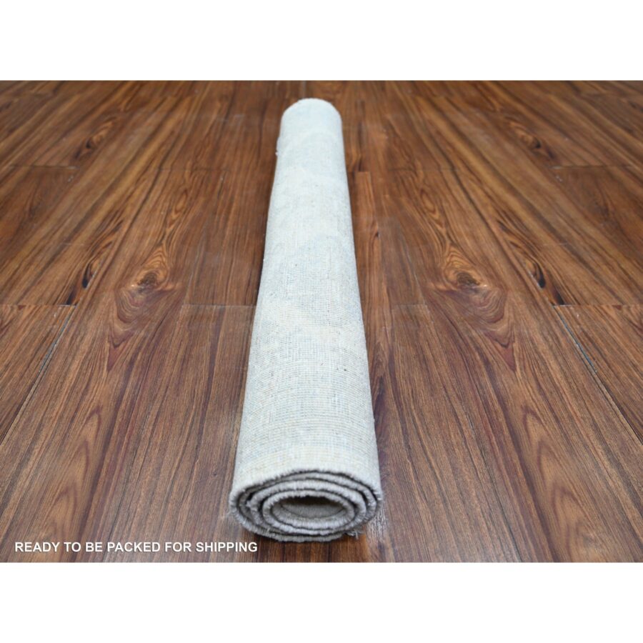 3'x4'10" Vivid White, Natural Wool, Washed Out Peshawar with Faded Design, Hand Knotted, Natural Dyes, Oriental Rug Sh74468 - Image 4