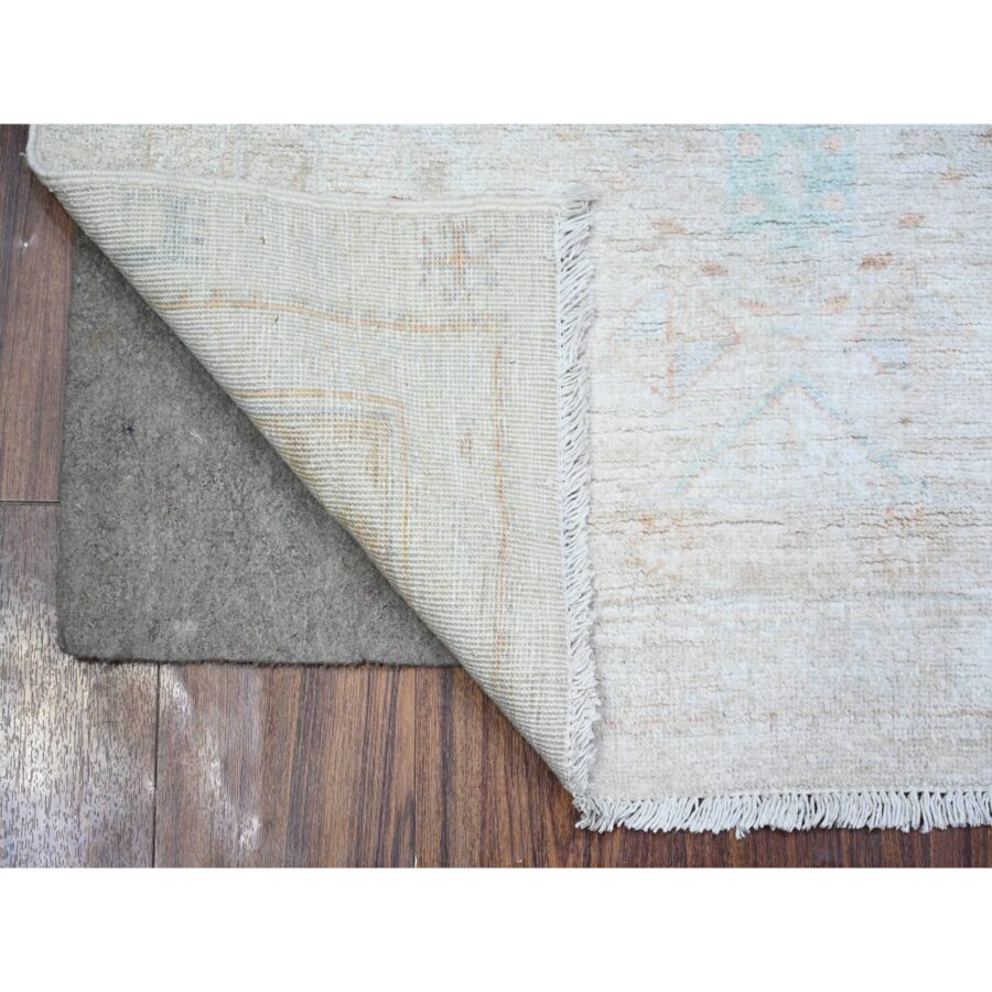 3'x4'9" Cascading White, White Wash Peshawar with Faded Colors, Pure Wool, Hand Knotted, Vegetable Dyes, Oriental Rug Sh74469 - Image 2