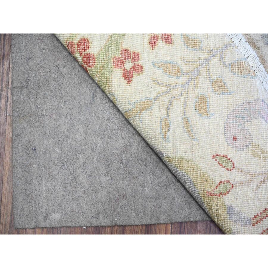 8'x8' Lexicon Ivory, Afghan Peshawar with Birds of Paradise Natural Dyes, Organic Wool Hand Knotted, Round Oriental Rug Sh74496 - Image 4