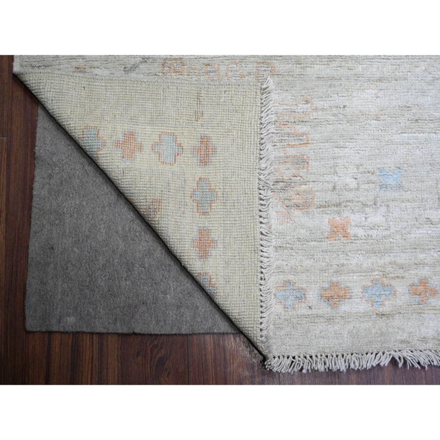 12'x12' Stone Eagle Gray, Pure Wool Hand Knotted, Afghan Angora Oushak with All Over Pattern Natural Dyes, Squarish Oriental Rug Sh74505 - Image 4