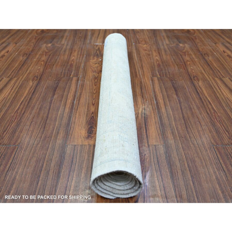 3'x5' Delicate White, 100% Wool, Hand Knotted, Washed Out Peshawar with Faded Design, Natural Dyes, Oriental Rug Sh74514 - Image 4