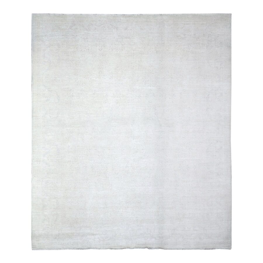 8'1"x9'5" Pastel Gray, Natural Dyes, Washed Out Peshawar with Faded Colors, High Grade Wool, Hand Knotted, Oriental Rug Sh74575