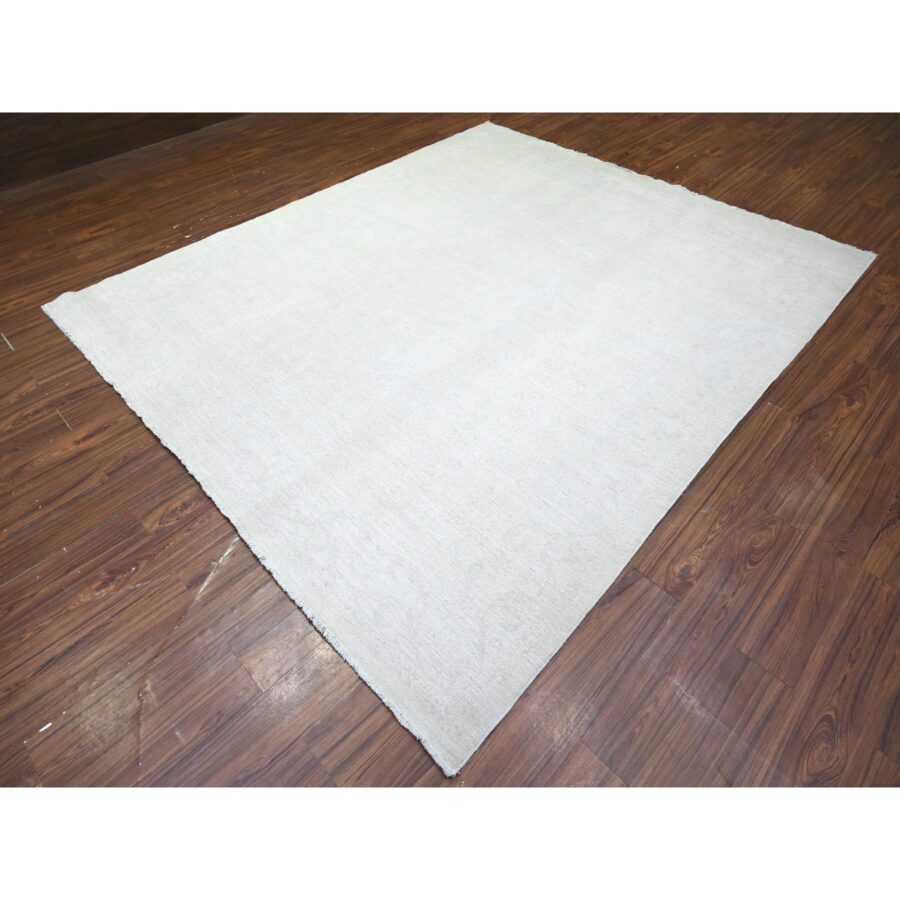 8'1"x9'5" Pastel Gray, Natural Dyes, Washed Out Peshawar with Faded Colors, High Grade Wool, Hand Knotted, Oriental Rug Sh74575 - Image 4