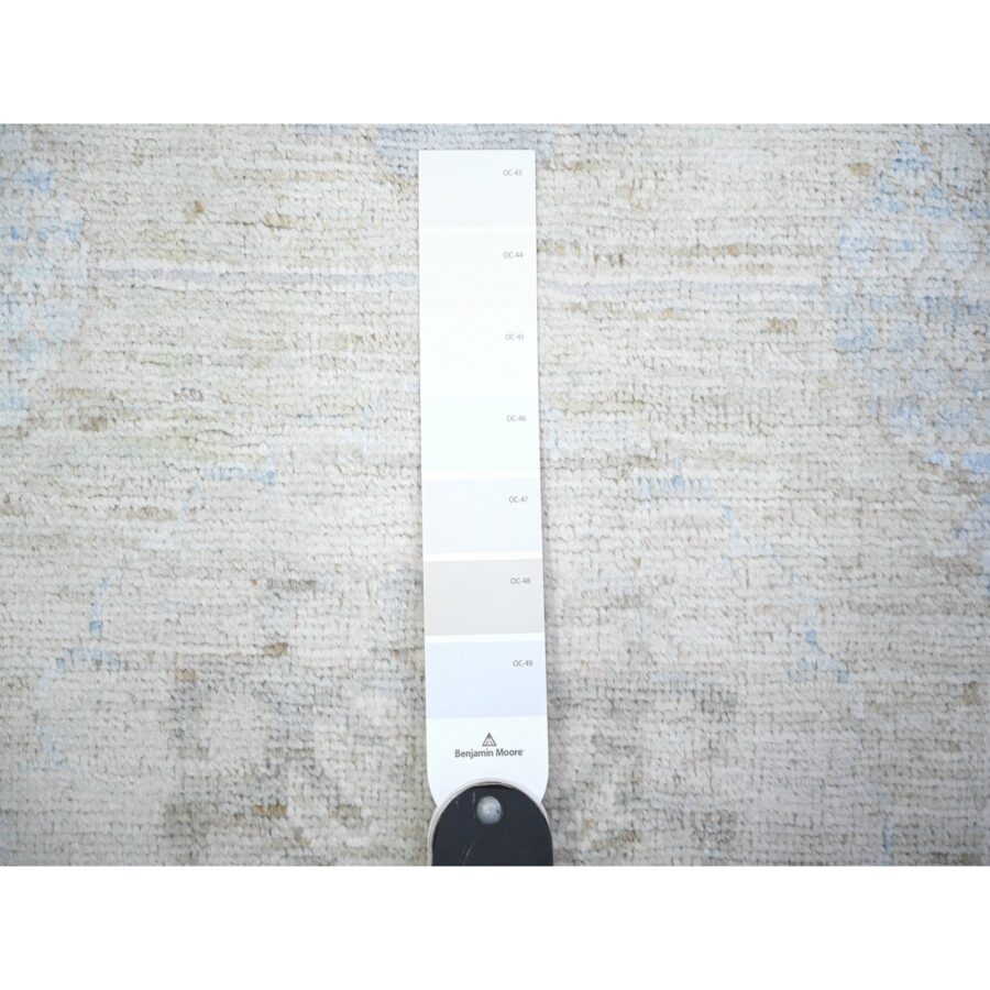 3'1"x12'1" Stone Eagle Gray, Vegetable Dyes, Washed Out Peshawar with Faded Colors, 100% Wool, Hand Knotted, Runner Oriental Rug Sh74581 - Image 3