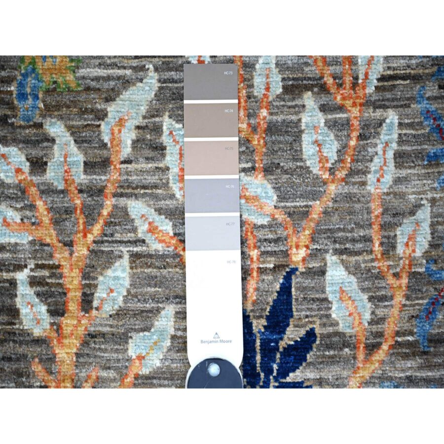 3'x5' Laid Back Gray, Birds of Paradise, Abrash, Tree of Life Hand Knotted 100% Wool Afghan Peshawar Area, Oriental Rug Sh74599 - Image 3