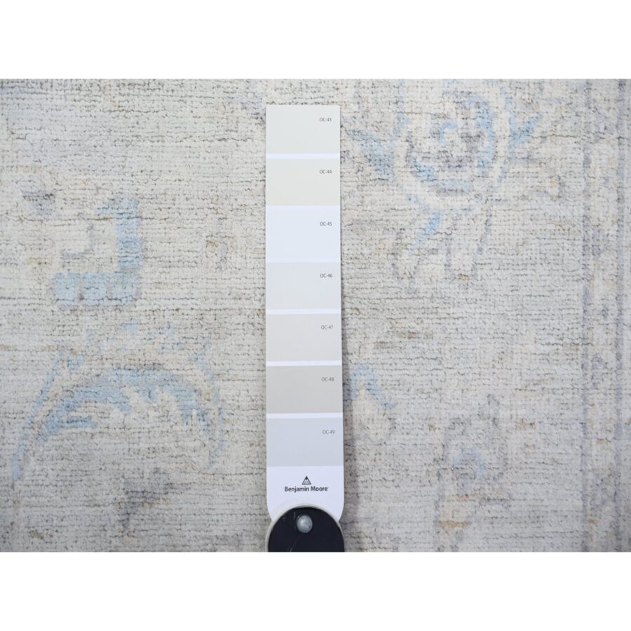 2'6"x12'2" Gray Goose, Washed Out Peshawar with Faded Colors, Vegetable Dyes, Extra Soft Wool, Hand Knotted, Runner Oriental Rug Sh74647 - Image 3
