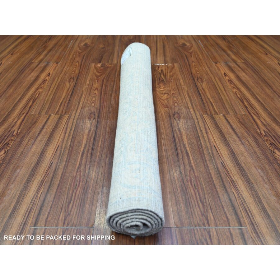3'x4'10" Cream Color, Hand Knotted, White Wash Peshawar with Faded Design, Vegetable Dyes, 100% Wool, Oriental Rug Sh74651 - Image 4
