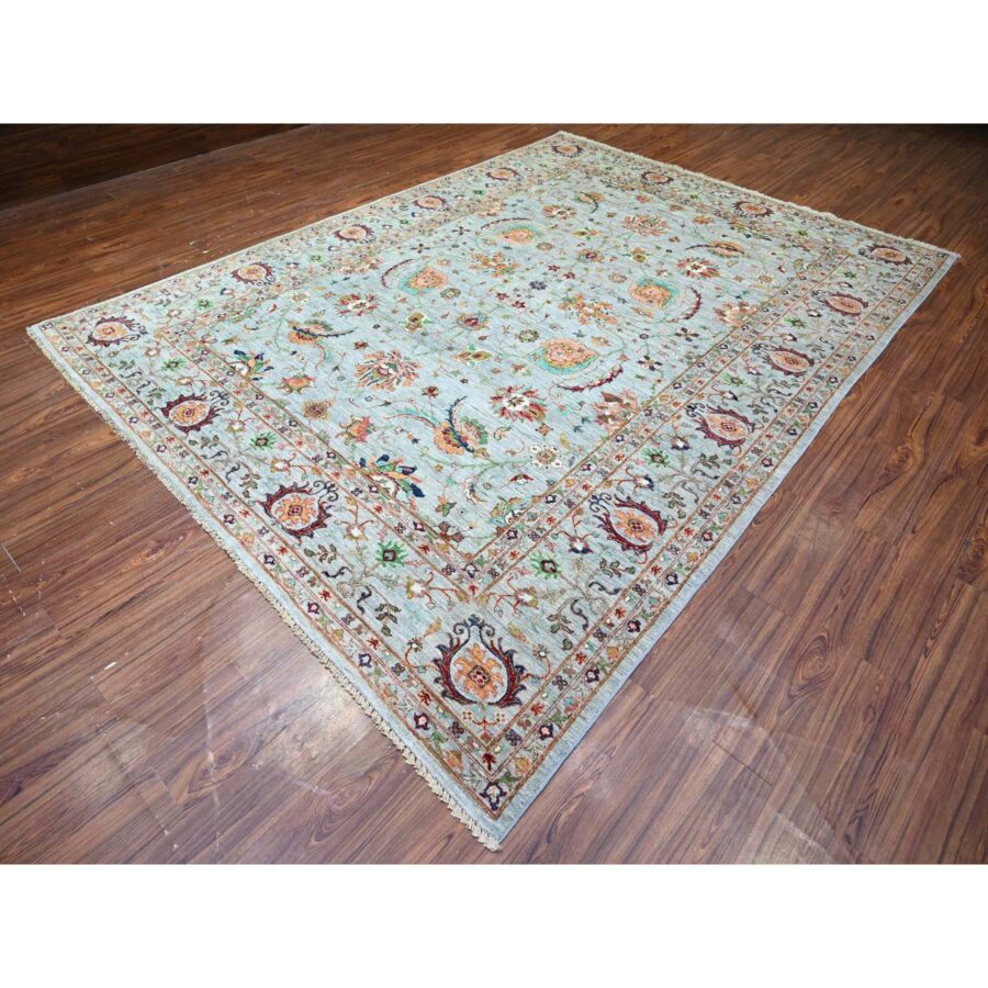 8'9"x11'10" Ash Gray, Sultani Motifs with Tabriz All Over Shah Abbas Design, Hand Knotted, High Quality Wool, Natural Dyes, Oriental Rug Sh74694 - Image 4