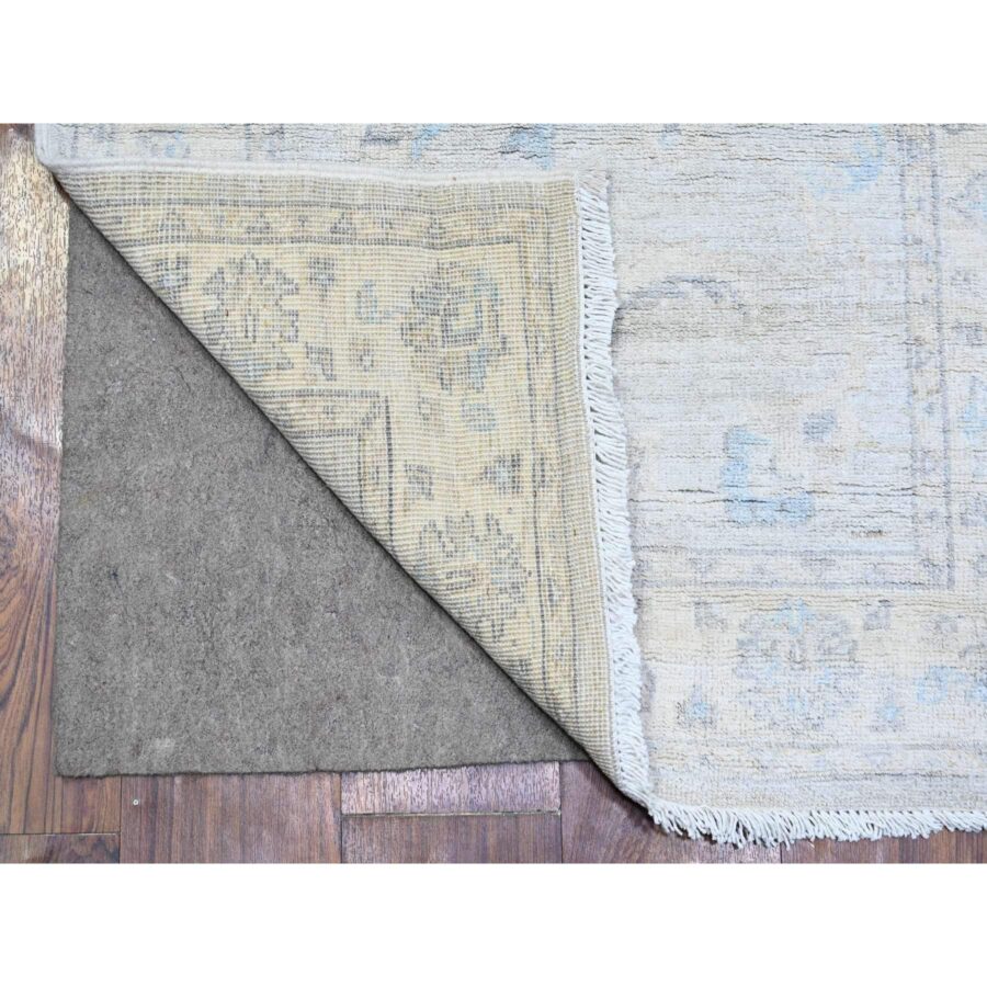 2'8"x12'2" Ice Gray, Vegetable Dyes, Peshawar Washed Out Faded Designs, Organic Wool, Hand Knotted, Runner Oriental Rug Sh74778 - Image 2