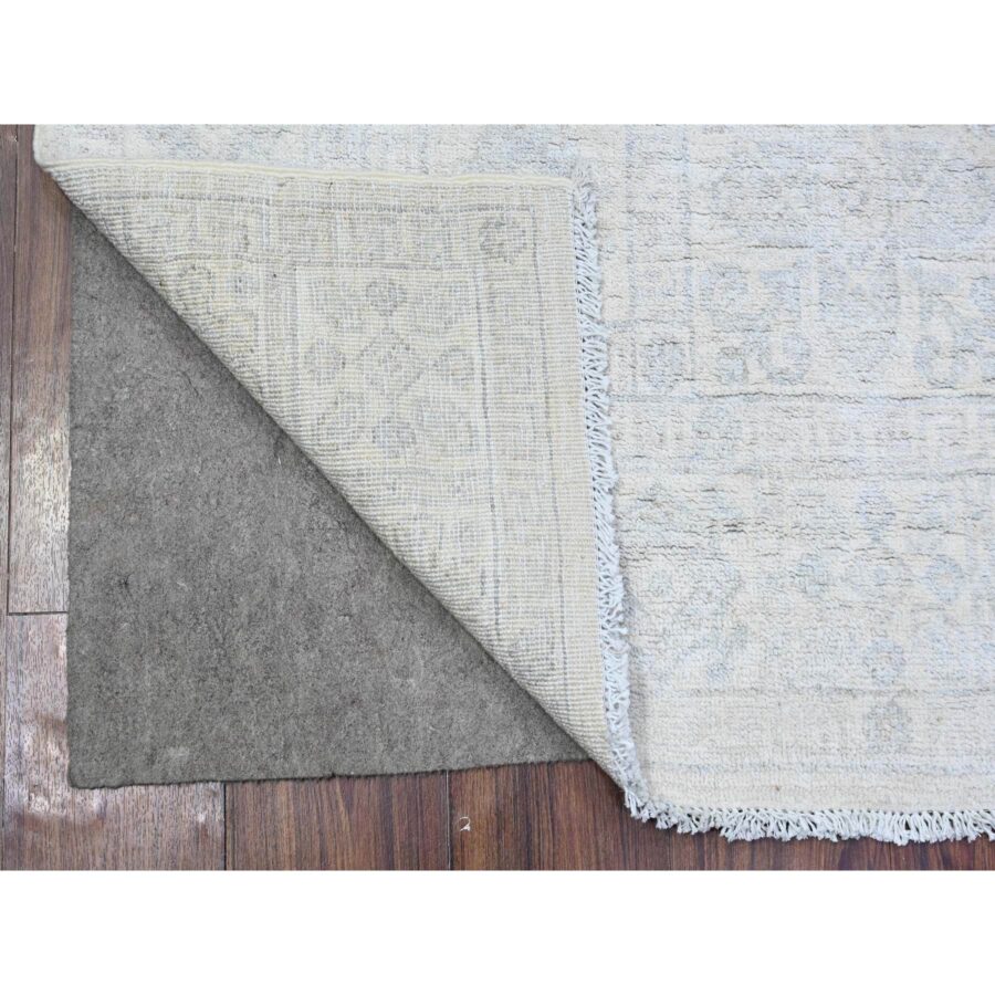 3'10"x5'7" Pacific Pearl Ivory, Soft and Velvety Wool, White Wash Peshawar with Khotan Design Natural Dyes, Hand Knotted, Oriental Rug Sh74786 - Image 2